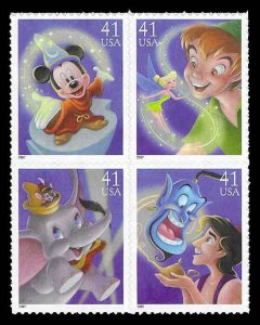 PCBstamps  US #4192/4195a Block $1.64(4x41c)Disney:Magic, MNH, (16)