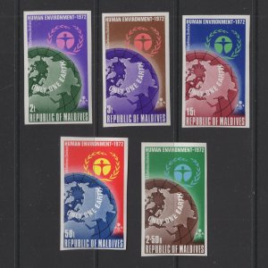 Maldives Islands  #412-16  (1972 Environment Conference set) VFMNH imperforate