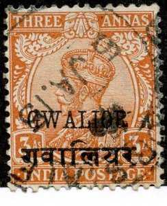 India- Convention States, Gwallior, Scott #56, Used