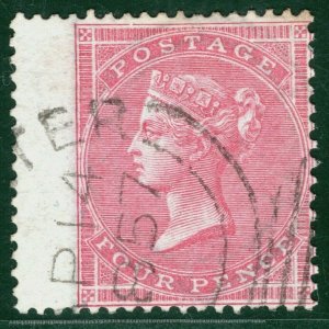 GB QV Stamp SG.66a 4d Rose (1857) Super 1857 CDS/Duplex Used c£150+125% ORED57