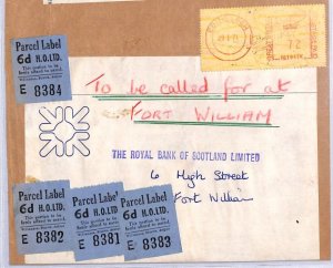 GB Scotland Part Cover *H.O. Ltd* 6d PARCEL LABELS Fort William 1971 Rare! ZR423