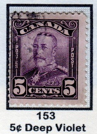 SC# 153 - (5c) - King George V, Deep Violet, used single