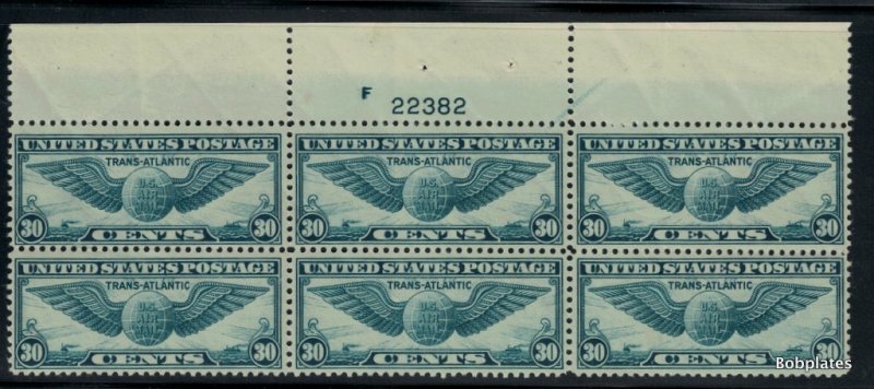 BOBPLATES #C24 Transatlantic Full Top Plate Block F22382 VF NH SCV=$125+