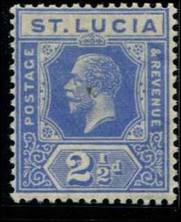 St Lucia SC# 81 KGV 3d MH wmk 4 with mount bright blue