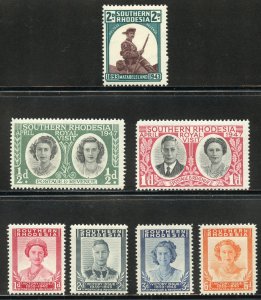 Southern Rhodesia Scott 64-70 Unused F-VFVVLHOG - Pioneer/Royalty - SCV $2.35