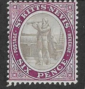 St Kitts & Nevis Sc #19a  6p on chalky paper OG VF