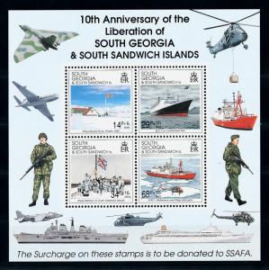 [71877] South Georgia 1992 Liberation Marines Helicopter Ship Sheet MNH