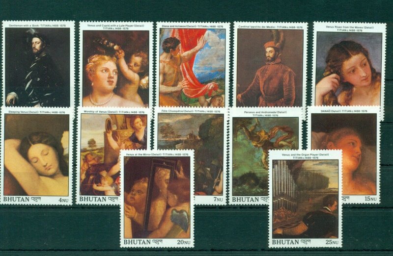 Titian Art Paintings Bhutan 12 MNH stamps set