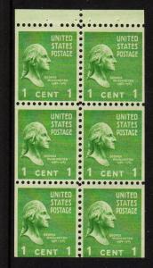 #804b Washington Booklet Pane  - MNH