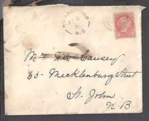 Canada # 37 COVER FROM ST. ANDREWS NB TO ST JOHN NB, APR 6 1891 BS26127