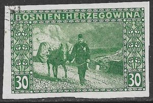 BOSNIA AND HERZEGOVINA 1906 30h DONKEY POST Imperf Sc 38b VFU MNH