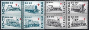 Guyana 1827a-d,1830a-d MNH 1987 Locomotives separated blocks (PEN)(ad502)