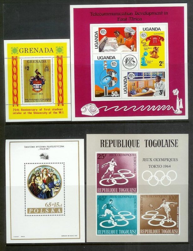 WORLDWIDE (190) Souvenir Sheets & Mini-Sheets ALL Mint Never Hinged