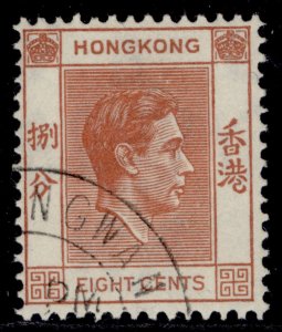 HONG KONG GVI SG144, 8c red-brown, FINE USED.