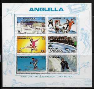 ANGUILLA, 380A, MNH, S.S OF 6, 1980 WINTER OLYMPICS