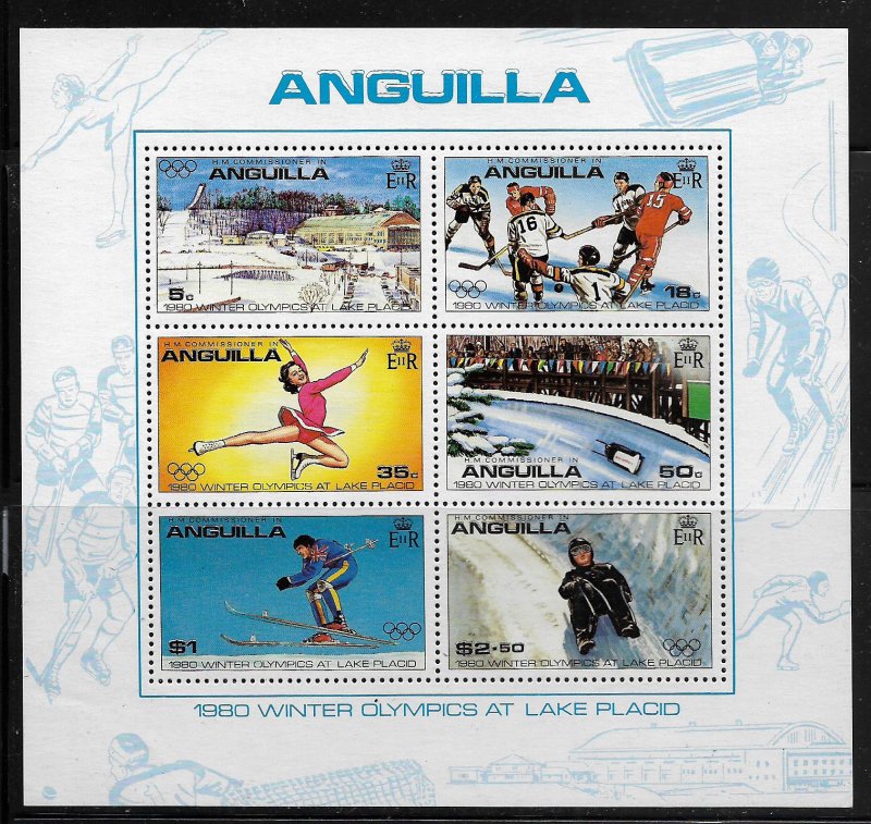 ANGUILLA, 380A, MNH, S.S OF 6, 1980 WINTER OLYMPICS