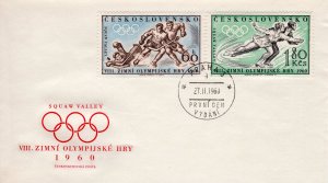 Czechoslovakia 1960 Sc#965/966 Squaw Valley Olympic Games Set (2) FDC