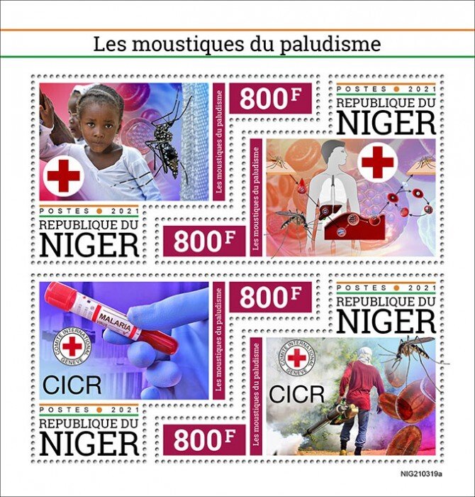 NIGER - 2021 - Malaria Mosquitoes - Perf 4v Sheet -Mint Never Hinged