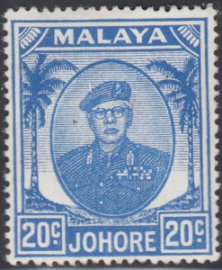 Malaya  Johore 1949-55 MH Sc 142 20c Sultan Ibrahim, blue