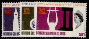 BRITISH SOLOMON ISLANDS QEII SG157-159, 1966 UNESCO set, NH MINT.