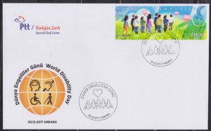 TURKEY - 2017 WORLD DISABILITY DAY SPECIAL DAY COVER