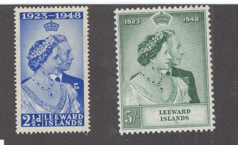 LEEWARD ISLANDS # 118-119 VF-MNH KGV1 1948 SILVER WEDDING (LWWWAZ1)