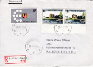 Belgium 1977 Registered  Cover with Europa issue. Domestic use