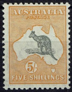 AUSTRALIA SG111 1929 5/= GREY & YELLOW MNH (d)