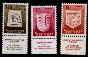 ISRAEL Scott 334-336 MNH** 1967 Arms stamp set 16 with tabs