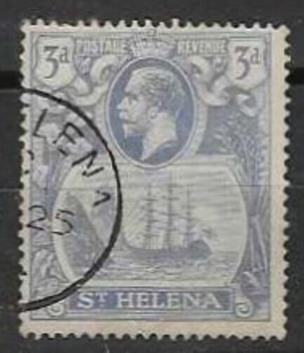 ST.HELENA SG101c 1922/37 3d BRIGHT BLUE CLEFT ROCK FINE USED 