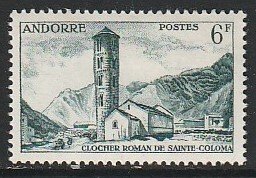 1955 Andorra, French - Sc 128 - MH VF - 1 single - St Coloma Belfry