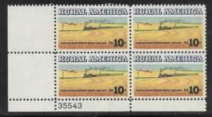 1974 Rural America Kansas Plate Block of 4 10c Postage Stamps, Sc#1506, MNH, OG