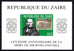 Zaire 1980 Sc#952 STAMPS ON STAMPS/ROWLAND HILL Souvenir Sheet IMPERFORATED MNH