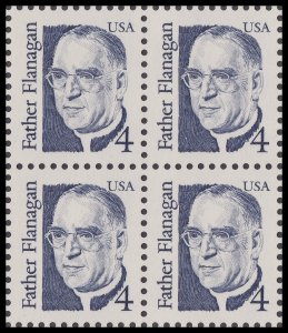 US 2171 Great Americans Father Flanagan 4c block (4 stamps) MNH 1986