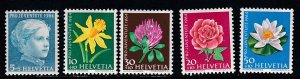 Switzerland # B339-343, Portrait & Flowers, Mint NH, 1/2 Cat.