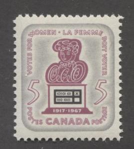 Canada #470 5c Grey and Dp Rose Lilac Suffrage DFLV, Rib, Smth Gum VF-84 NH