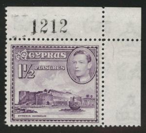 Cyprus Scott 147A MNH** 1943 KGVI plate number single