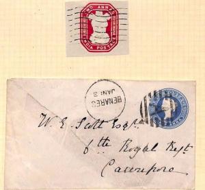 MS3922 1958 INDIA Uprated Postal Stationery Airmail & QV Cover 