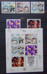 Barbuda 1977 Special Events set and Miniature Sheet MNH