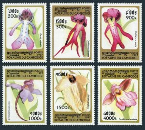 Cambodia 1678-1683,1684,MNH.Michel 1771-1776,Bl.234. Orchids 1997.