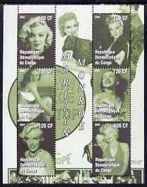 CONGO KINSHASA - 2004 - Marilyn Monroe #2 - Perf 6v Sheet - MNH - Private Issue