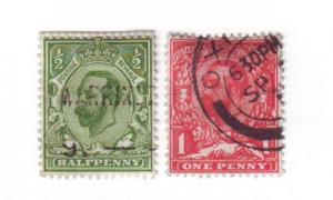 Great Britain Sc151-2 1911 1/2 & 1 d G V stamps used