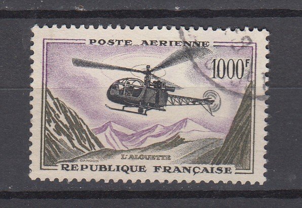 J47951 JL Stamps 1957-9 france hv of set used #c36 hrlicopter