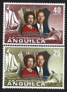 Anguilla, Scott #161-162; Silver Wedding, MNH