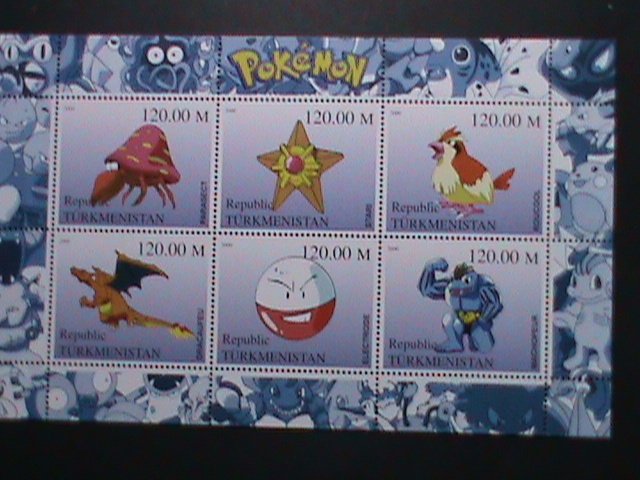 ​TURKMENISTAN-STAMP POKEMON CARTOON MNH STAMP:MINI SHEET RARE #2 VERY RARE