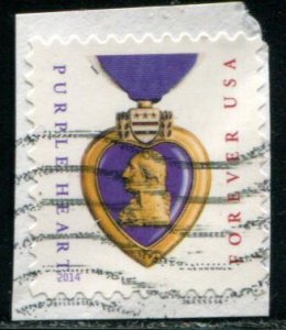 4704b US (49c) Purple Heart SA dated 2014 , used on paper