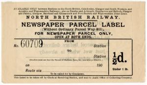 (I.B) North British Railway : Newspaper Parcel Way Bill ½d