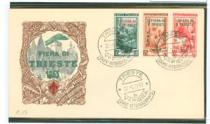 Italy/Trieste (Zone A) 178-180 1953 Trieste's Fair (set of three) on an unaddressed cacheted first day cover.