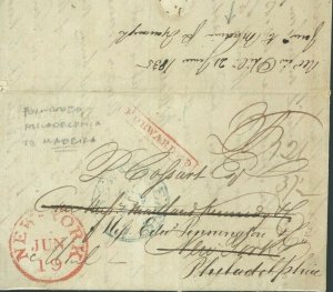 USA Cover NEW ORLEANS EL FORWARDED MADEIRA Transatlantic 1835{samwells}S03c