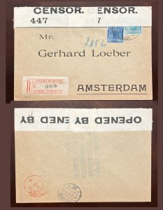 EL)1935 PERU 2 BOLIVAR STAMPS 10c & 12c, REGISTERED AND EXAMINED COVER CIRCULATE